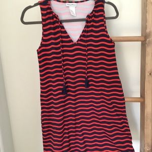Tommy Bahama split neck spa dress coverup navy blue / red stripe  size XS